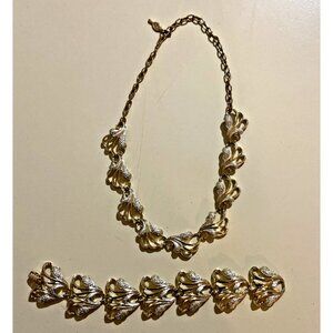 Vintage SARAH COVENTRY Gold Silver Tone Necklace & Bracelet Set